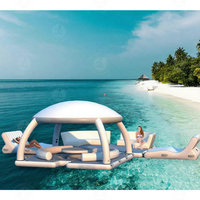 Personnalisé Sports Nautiques DWF Gonflable Flottant Tente Plate-Forme Air Ponton Cabana Canapé Eau Salon Radeau Gonflable Dock Île