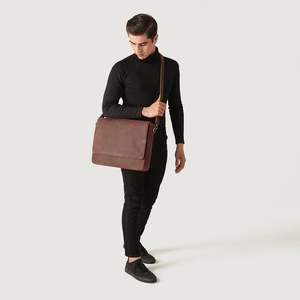 Carismatico Men's Vintage Distressed Brown Leather Messenger <b>Bag</b> - Product Image 2