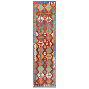 Alfombra Kilim de Maimana, Afganistán, 287 x 79 cm - Product Image 1