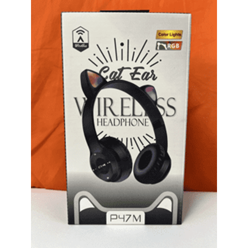 P47M Specialized Over Ear Wireless Headset with Cat Ear Design BT 5.0 Dynamic Driver Plastic Material No Noise Cancellation