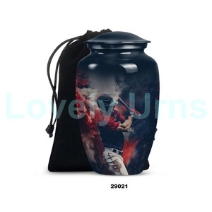 Venta caliente hermoso jugador de béisbol tema cremación urna para adultos para cenizas urna funeraria grande decorativa con bolsa de terciopelo gratis - Product Image 2