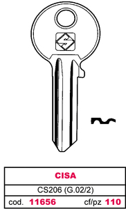 Chiave in Ottone Cs206 (g.Vac 2) Cisa - Product Image 1