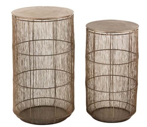 Elegante mesa auxiliar de hierro azul con parte superior lisa y base geométrica perfecta para exhibir pasillos decorativos - Product Image 5