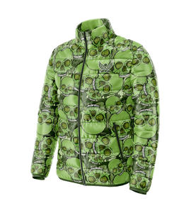 Chaqueta acolchada de lona de poliéster azul personalizada de alta calidad para hombre, cuello alto ligero con acolchado de burbujas, chaqueta de invierno con logotipo frontal - Product Image 6