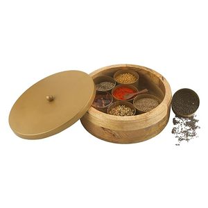 Boîte de rangement Masala en bois poli de qualité supérieure fabriquée à la main pour épices herbes condiments de cuisine-couleur personnalisable lavable au lave-vaisselle - Product Image 3