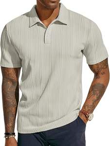 Polo de manga corta de rendimiento de secado rápido para hombre, Polo de poliéster 100% con patrón 3D - Product Image 2