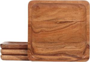 Ensemble de Plats en Bois d'Acacia de Luxe à Vente Chaude, Plats de Présentation Carrés en Bois, Revêtement de Qualité Alimentaire - Product Image 4