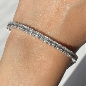 SHREYA DIAM Moissanite Tennis <b>Bracelet</b> Emerald Cut Channel Setting 925 Sterling <b>Silver</b> Women's Classic Style - Product Image 2