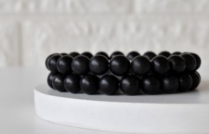 Premium Quality Black Shungite 8mm Round <b>Beaded</b> <b>Bracelet</b> Semi Precious Crystal for Meditation Fashion Jewelry At Best Price - Product Image 2