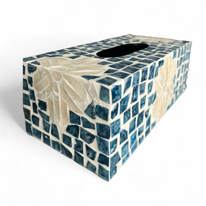 Caja de Pañuelos de Nácar, Hecha a Mano, con Incrustaciones de Concha Natural, Decoración Ecológica - Product Image 2