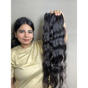 Indian Virgin Wavy <b>Hair</b> Bundles Loose Deep Wave <b>Kinky</b> <b>Straight</b> 30 Inches Stretched Length Super Double Drawn Raw Single Donor - Product Image 2
