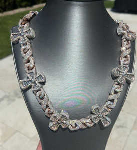 Rose Gold Diamond Cuban <b>Bracelet</b> 16mm 22 Inch Hip Hop Iced Luxury Chain 14K <b>Solid</b> Gold for Certified Unisex - Product Image 1