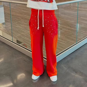 2026 surdimensionné Baggy pantalon hommes personnalisé rayé taille haute pantalons de survêtement empilé Flare piste tricoté pantalon - Product Image 2