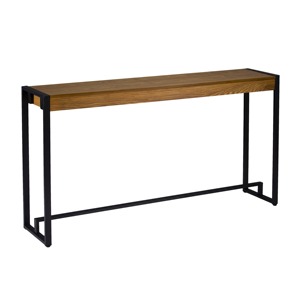 Table console à cadre argenté géométrique, plateau en bois, design structurel moderne, décoration d'intérieur, édition premium - Product Image 2