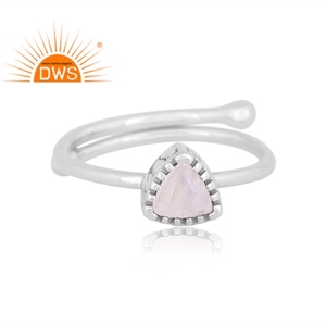 Latest Design Fine <b>Sterling</b> <b>Silver</b> Natural Rainbow Moonstone Gemstone <b>Adjustable</b> <b>Ring</b> Jewelry Manufacturer - Product Image 2