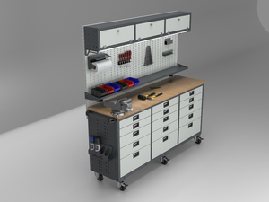 All-in-One Garage Workbench with Pegboard, Upper Cabinets & <b>Drawer</b> Tool Storage System Heavy Duty <b>Workshop</b> Station - Product Image 3