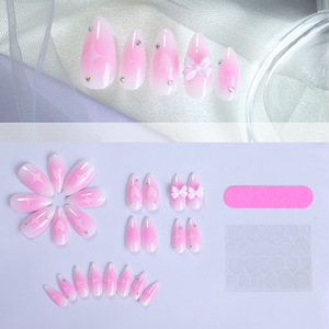 Faux ongles en ABS, ongles à presser, <span class=keywords><strong>forme</strong></span> carrée, ongles artificiels, kit de manucure avec lime à ongles et strass - Product Image 4