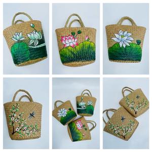 Pochette écologique tissée à la main compacte pratique pour les effets personnels fabriqués à partir d'herbe naturelle de carex avec fermeture à glissière - Product Image 1