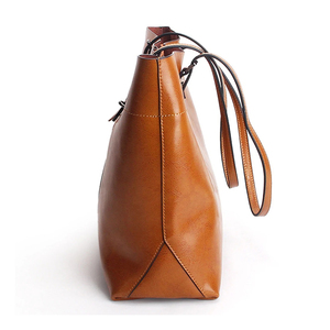 Bolsos de hombro grandes de piel auténtica con cremallera para mujer, logotipo impreso personalizado con bolsillos exteriores, lona de algodón lisa - Product Image 4