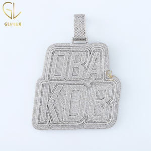 Nueva colección Iced Out Round & Baguette Cut Moissanite Diamond Letter Rectángulo en forma de colgante geométrico HipHop - Product Image 5