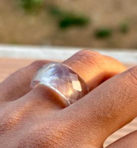 แหวนพลอยควอตซ์คริสตัลเหลี่ยมเพชรพลอยธรรมชาติของขวัญพิเศษสายรัดออกแบบเครื่องประดับสำหรับเขาและเธอ - Product Image 4