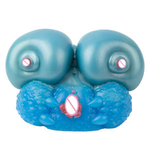 เครื่องช่วยสำเร็จความใคร่ชาย รูปทรงหน้าอกเอลฟ์สีฟ้า ให้ความรู้สึกกระชับแน่นหนา สมจริง ผลิตจากวัสดุซิลิโคน - Product Image 1