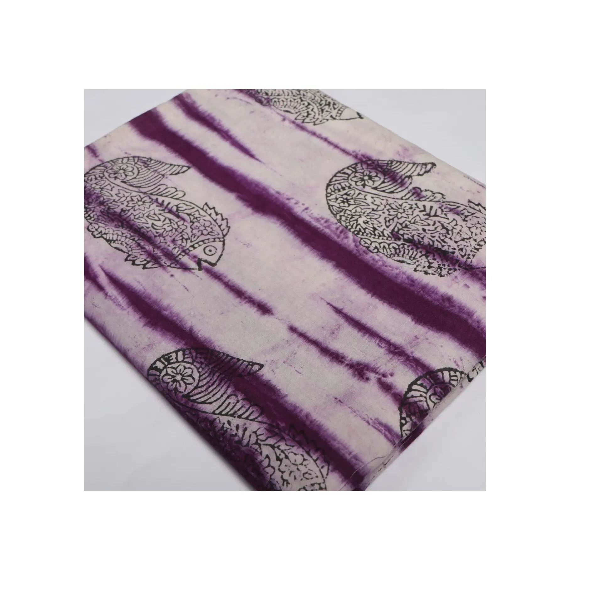 Indian Beautiful Wholesale 100% Cotton Tie and Dye Hand Block Printed Multicolored Fabric at Lowest Price