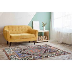 Alfombra Estampada de Diseño Marroquí, Patrón Kilim, Verde y Marrón, Estilo Turco, Alfombra Suave No Tejida - Product Image 4