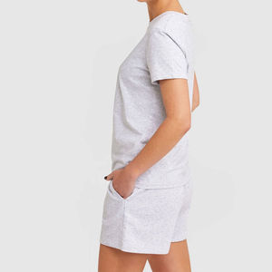 Dernière mode décontractée pour femmes hiver coton t-shirt shorts double ensemble de vêtements écologiques en gros - Product Image 2