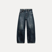 Jean Ballon Personnalisé Taille Moyenne Décontracté pour Femme – Sexy, Mignon, Décontracté, Ample, en Denim Délavé avec Poches