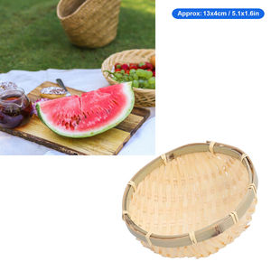 Basic Bamboo <b>Basket</b> Handwoven Natural Material for Table Organisation Rustic Vintage Vegetable Fruit Bowl for Home Decor Gift - Product Image 4