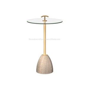Notre table à boissons moderne en verre et en métal présente un plateau en verre clair élégant et une base en métal disponible améliore tout intérieur moderne - Product Image 6