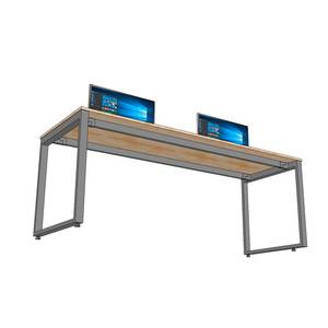 Escritorio de Oficina Rectangular Minimalista Moderno de Roble con Superficie de Madera de Caucho Resistente y Patas de Hierro - Product Image 3