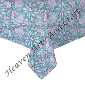 Mantel cuadrado de algodón de 120 pulgadas con estampado de bloques personalizados y estampado de bloques a mano para fiestas y bodas para eventos de La India Jaipur - Product Image 6