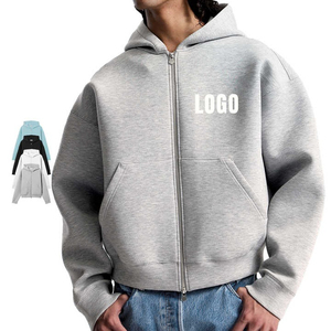 Pull Épais Blanc Zip Up Hoodies Sweatshirts Cropped Heavyweight Boxy Haute Qualité Logo Personnalisé Hoodies Basics coton mélangé - Product Image 1