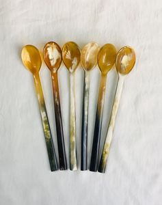 High Quality Natural Horn <b>Gold</b> Plated Mirror Salad <b>Serving</b> <b>Spoon</b> Customized Design Eco-Friendly Home Hotel Wedding Party - Product Image 2