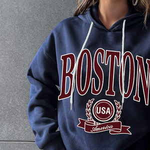 Sudaderas con capucha informales de diseño para mujer, sudaderas con capucha de invierno con logotipo personalizado, Jersey holgado grueso, Sudadera con capucha en relieve Premium 3D Lisa Unisex - Product Image 3