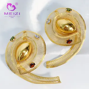 Gioielli Meizi moda africana 18k oro placcato zircone grandi orecchini per le donne festa di nozze