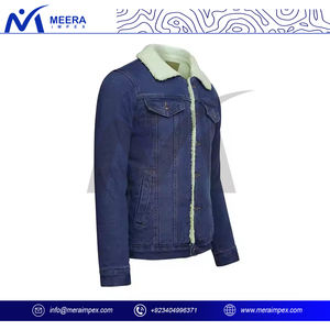Veste en jean de couleur bleue unie pour hommes veste en jean de haute qualité en tissu respirant style fourrure intérieure pour hommes - Product Image 3