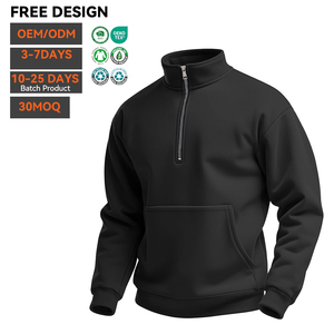 Sudadera OEM extragrande de peso pesado con cremallera de un cuarto, logotipo bordado personalizado, fabricante mayorista de sudaderas para hombre - Product Image 3