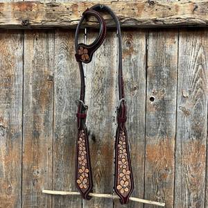 Cabecera de caballo occidental, brida de cuero de vaca hecha a mano duradera con diseño de flores, tachuela de equitación tradicional, Exportación de India - Product Image 5
