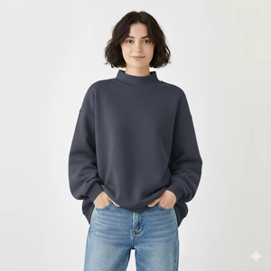 <b>Women</b> Oversized Stand Collar Printed Sweatshirt Cotton Fleece Pullover Loose Fit Casual Streetwear Winter <b>Warm</b> Fashion <b>Top</b> - Product Image 1