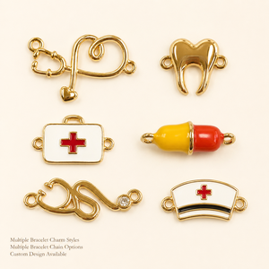 Conectores <span class=keywords><strong>de</strong></span> Pulsera <span class=keywords><strong>de</strong></span> Cobre Esmaltado con Diseño <span class=keywords><strong>de</strong></span> Estetoscopio, Corazón, Diente y Jeringa para Enfermeras, Regalo <span class=keywords><strong>de</strong></span> Salud para Mujeres, Venta al por Mayor - Product Image 2