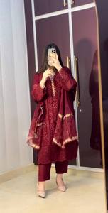 2025 pakistanais Designer Collection de luxe en mousseline de soie de haute qualité Salwar Kameez costume pour les mariages été modèles fantaisie - Product Image 2