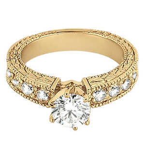 Anillo de Compromiso de Oro Amarillo de 18K con Diamante de Estilo Vintage, Anillo con Diamante de 0.70ct - Product Image 5