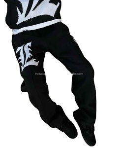 Custom Men Custom Applique Patch <b>Embroidery</b> Jogger Acid Wash Sun Faded Flared Sweatsuit Hoodie Sweatpants Tracksuits <b>Set</b> - Product Image 4