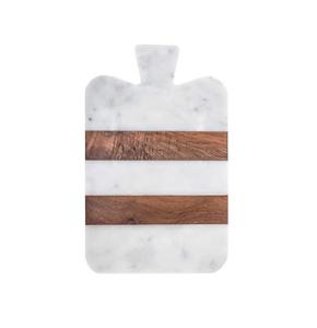 Planche à découper unique en marbre blanc et en bois avec une surface non poreuse et une finition polie élégante pour la décoration de cuisine de luxe - Product Image 4