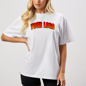 2025 nouveau arrivé Logo imprimé personnalisé léger goutte épaule T-shirt 100% coton biologique Hip Hop Style couleur unie T-shirt - Product Image 1