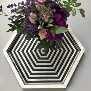 Bandeja de servicio con incrustaciones de hueso de fregona Floral de madera Natural hecha a mano ecológica de alta calidad personalizada para el hogar inspirado en la India - Product Image 3