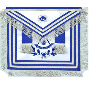 Tablier maçonnique pour maîtres maçons et collier en chaîne maçonnique argentée, régalia maçonnique, tablier de loge bleue - Product Image 5